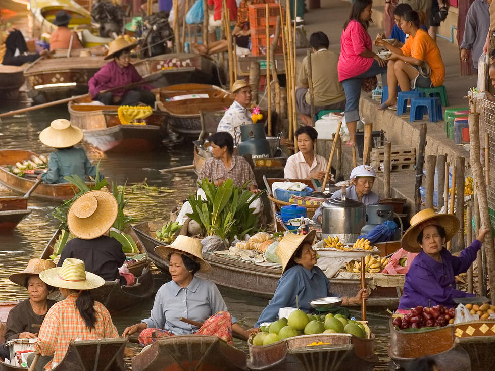 Lokale 'floating market' in Bangkok, Thailand