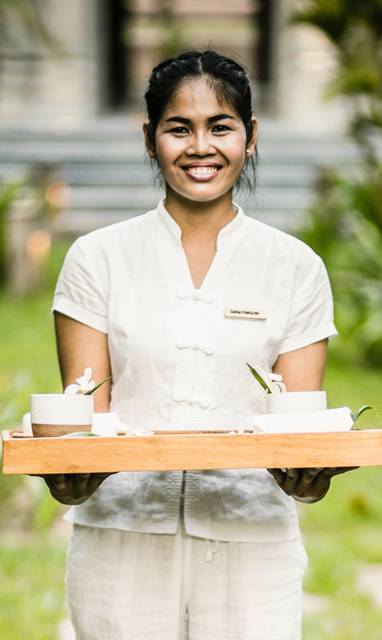 Personeel bij Phum Baitang nabij Siem Reap