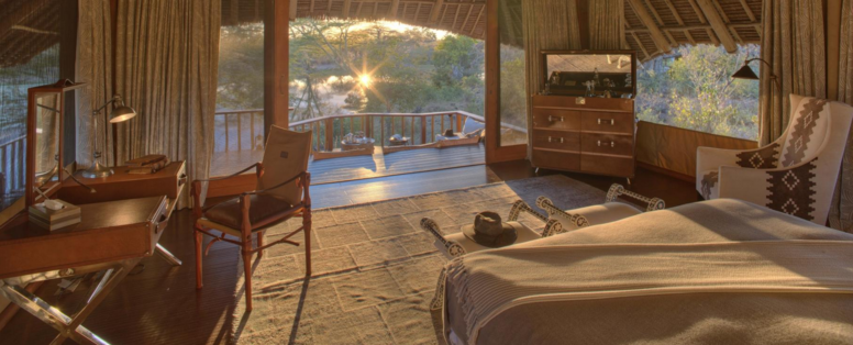 Kenia, Finch Hattons slaapkamer met uitzicht