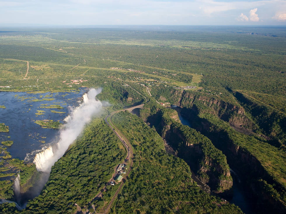 Een groen gebied rondom Livingstone in Zimbabwe
