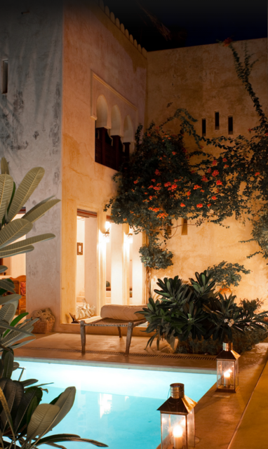 Binnenplaats van Lamu House in Kenia