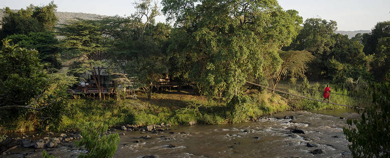 touwbrug bij Ngare Serian in Kenia