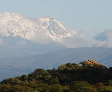 Uitzicht op Kilimanjaro vanuit Shu'mata Camp in Arusha, Tanzania