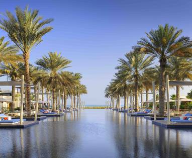 Zwembad met palmbomen bij Park Hyatt