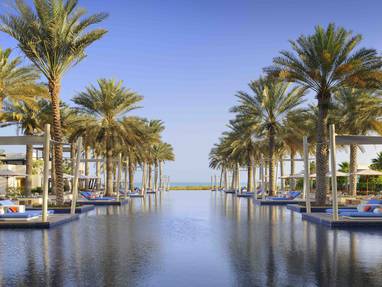 Zwembad met palmbomen bij Park Hyatt