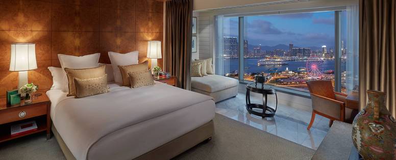 Slaapkamer Harbourview suite Mandarin Oriental in Bangkok