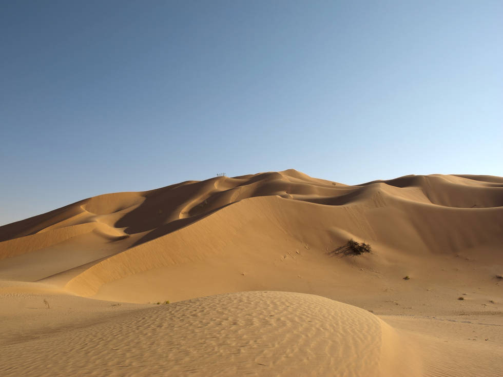 De woestijn van Wahiba in Oman. 