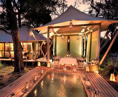 buitenkant tent bij Xaranna camp