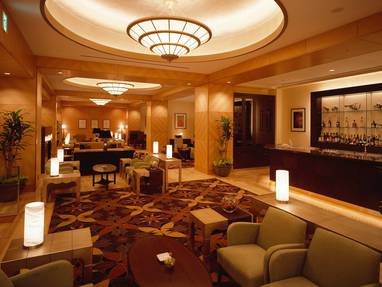 Sfeervolle lounge bij Hotel Nikko Kumamoto 
