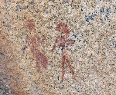 oude muurtekening bij Hohenstein lodge in Namibië