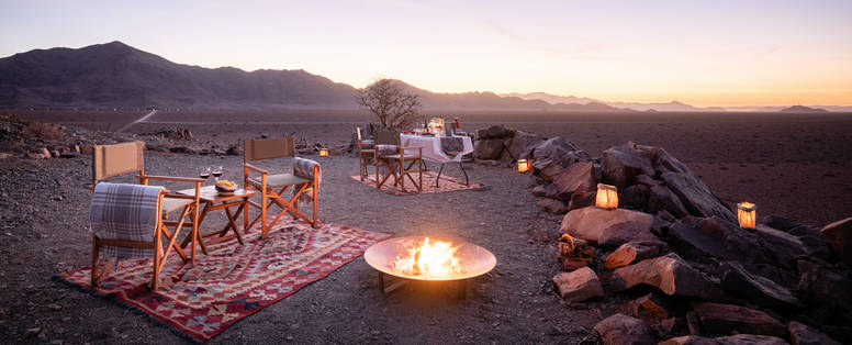 exclusieve lunche bij Hoodia Desert Lodge in Namibië