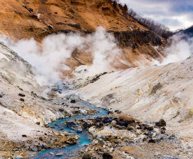 Hell valley in Noboribetsu op Hokkaido