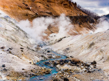 Hell valley in Noboribetsu op Hokkaido