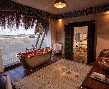 badkamer bij Selinda Camp in Botswana