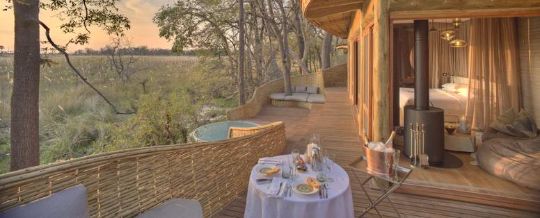 kamer met uitzicht bij Sandibe lodge in Botswana
