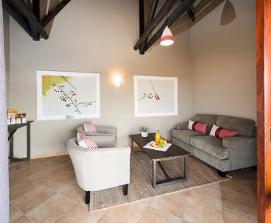 lounge familie chalet bij Safarihoek in Namibië