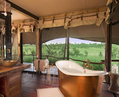 badkamer  bij Somalisa camp in Zimbabwe