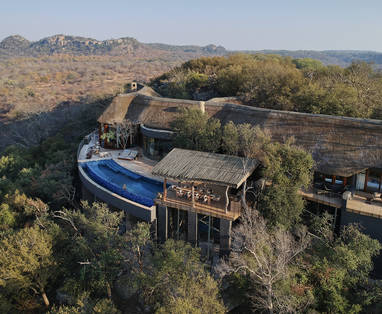 Malilangwe vanuit de lucht bij Pamushana lodge in Zimbabwe