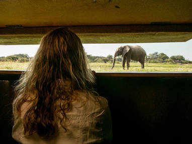 ondergrondse uitkijk bij The Hide in Zimbabwe