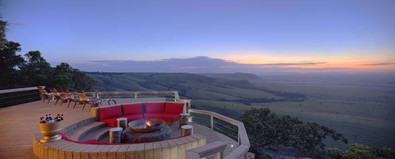 lounge met uitzicht bij Angama Mara in Kenia 