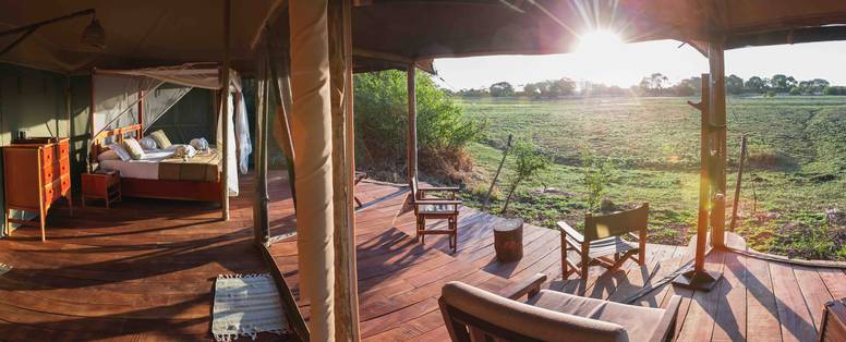 inrichting tent bij Musekese Camp in Zambia
