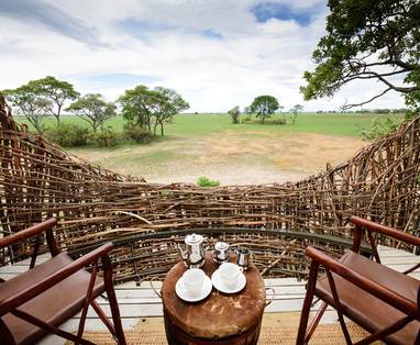 Privé terras bij Chisa Busanga Camp in Zambia