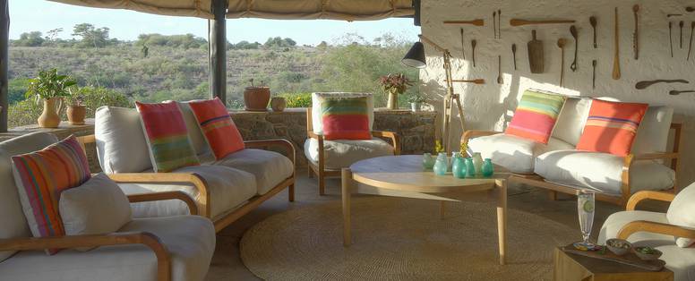 lounge bij Ololo safari lodge in kenia