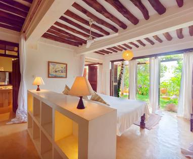 familie kamer inrichting bij Peponi hotel in kenia