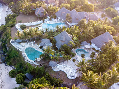 vogelperspectief bij Msambweni Beach House in Kenia