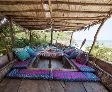 lunchen bij Kinondo Kwetu in kenia