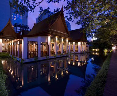 Aanzicht restaurant Celadon bij The Sukhothai Bangkok in Thailand
