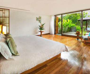 Slaapkamer van Garden Residence bij The Sarojin in Thailand