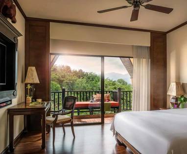 Ruime kamers bij het Anantara Golden Triangle Elephant Camp & Resort in Chaing Rai, Thailand