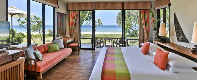Een kleurrijke kamerinrichting bij het Pimalai Resort in Thailand.