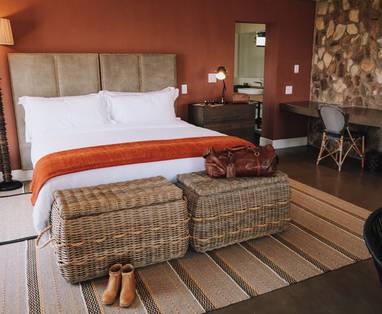 bed in de Zulu Rock Lodge  