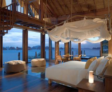 Slaapkamer The View Villa bij Six Senses Yao Noi op Koh Yao Noi