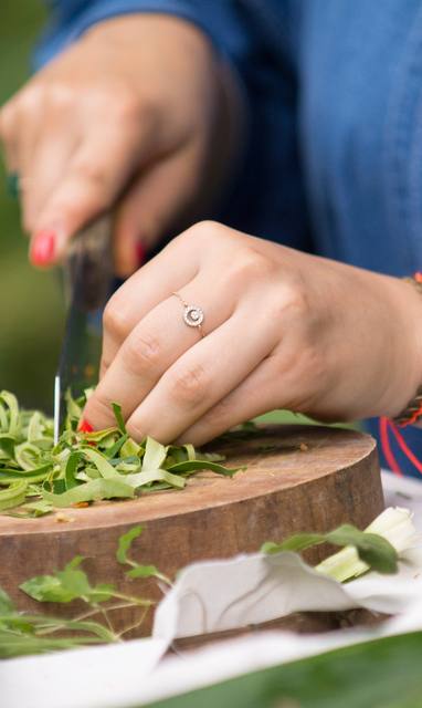 Kruiden snijden Khum Lanna nabij Chiang Mai, Thailand
