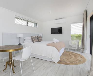 Slaapkamer Blanc Cabin  bij Matawhero in Gisborne, Nieuw-Zeeland