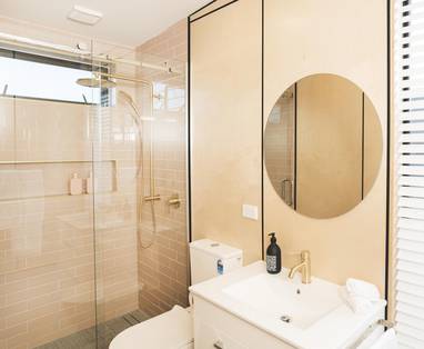 Badkamer Blush Cabin bij Matawhero in Gisborne, Nieuw-Zeeland