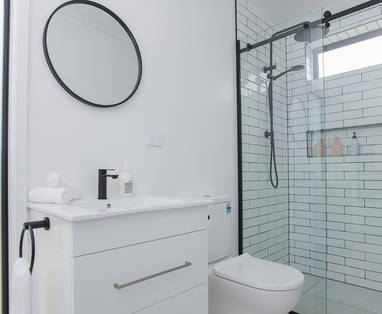 Badkamer Blanc Cabin bij Matawhero in Gisborne, Nieuw-Zeeland