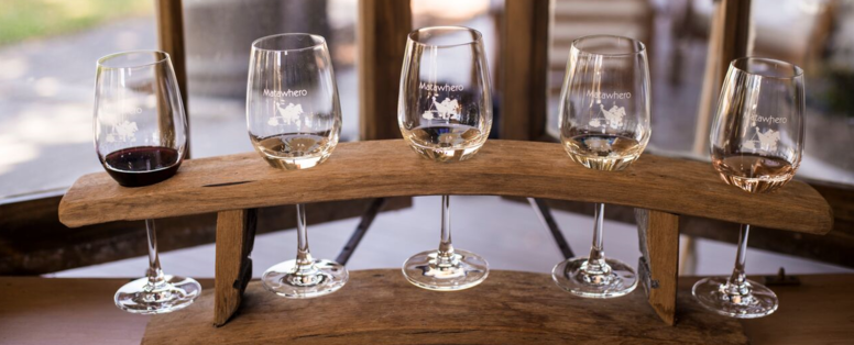 Wijnproeverij bij de Cellar Door  bij Matawhero in Gisborne, Nieuw-Zeeland