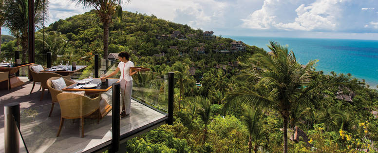 Koh Thai Kitchen met uitzicht over de Baai bij Four Seasons Resort Koh Samui in Thailand